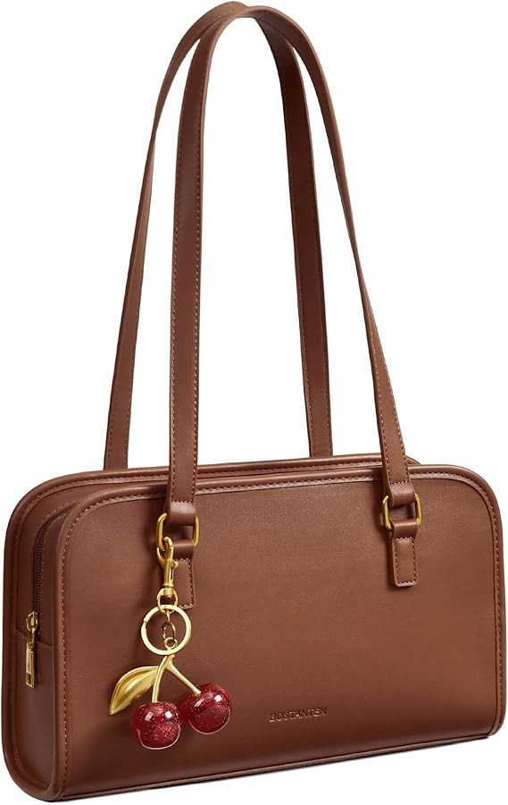 BOSTANTEN Shoulder Bag with Cherry Charm Vegan Leather Purse for Women | Amazon (US)