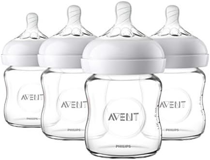 Philips Avent Natural Glass Baby Bottle, Clear, 4oz, 4pk, SCF701/47 | Amazon (US)