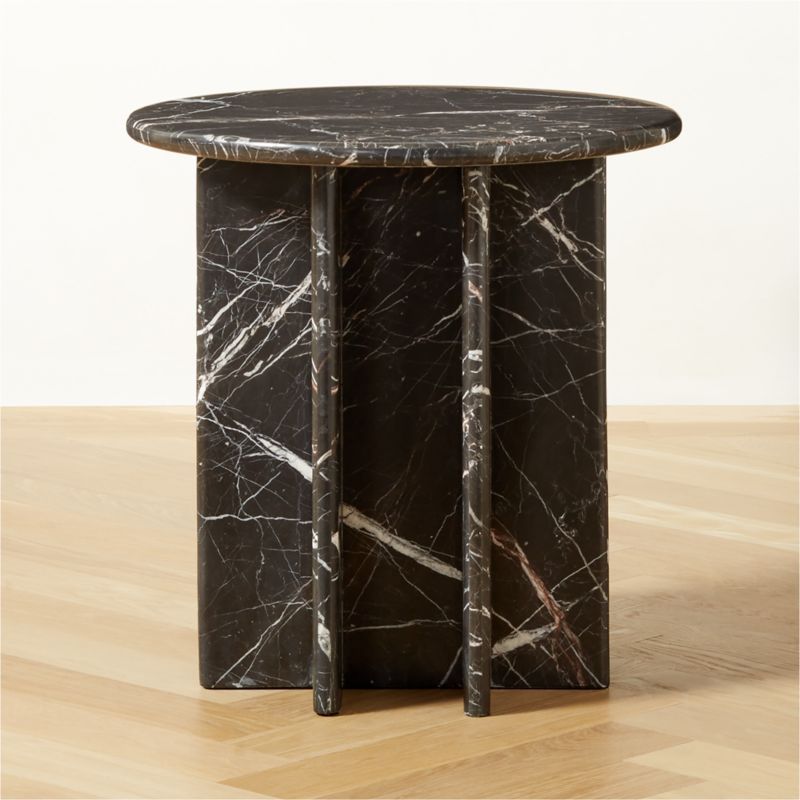 Pasar Modern Round Black Marble Side Table | CB2 | CB2