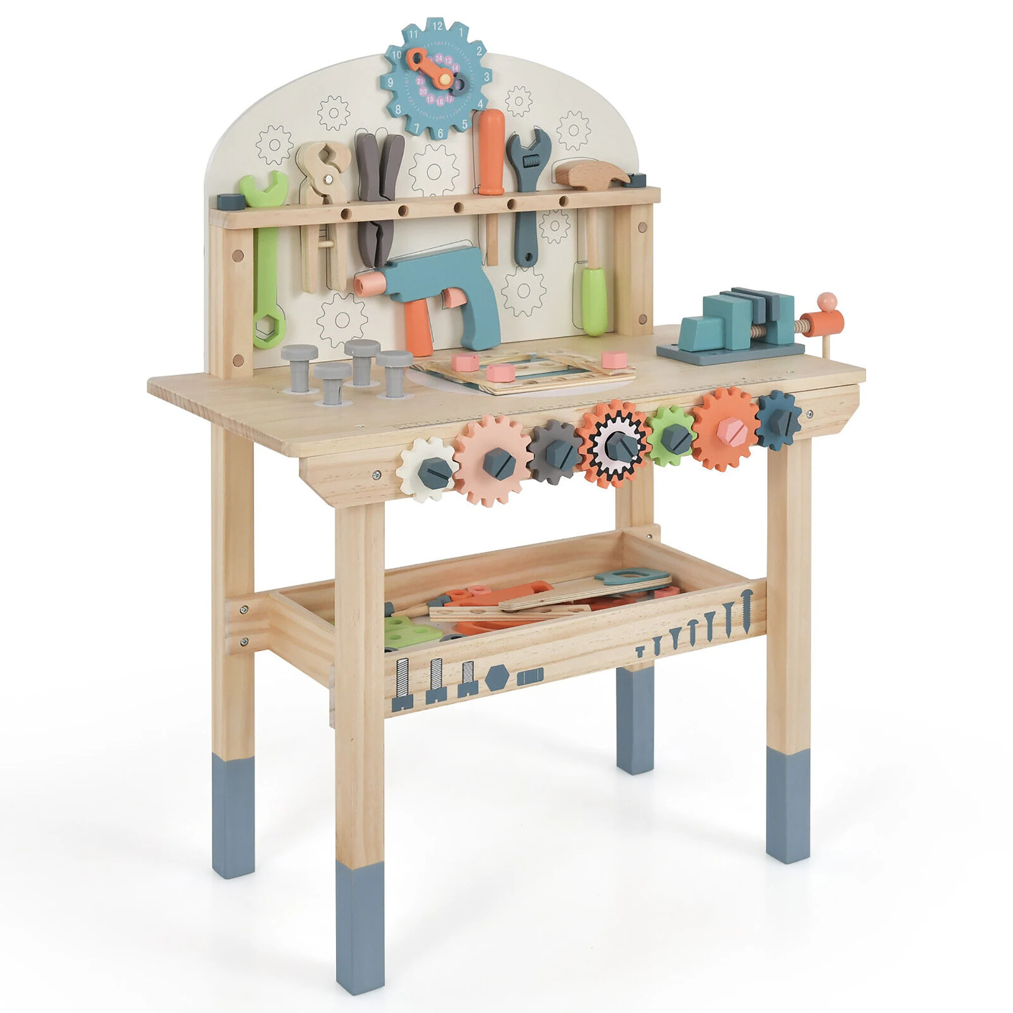 Gymax Kids Play Tool Workbench Wooden Tool Bench w/ Rich Accessories | Bed Bath & Beyond