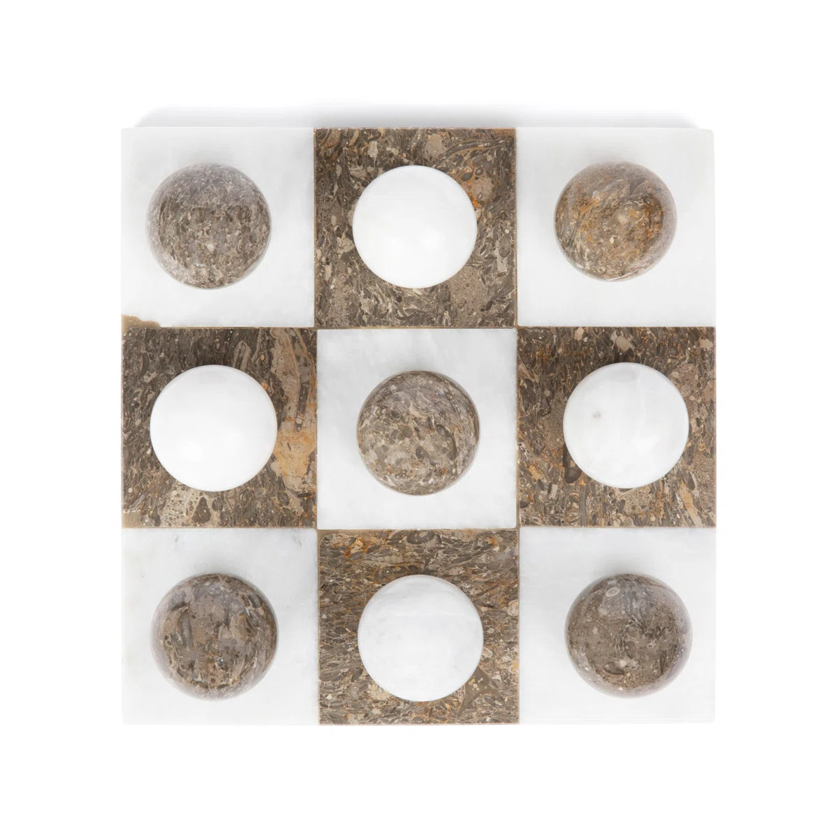 Italian Brown Marble Tic Tac Toe Set | Round Marble Tic Tac Toe Game Set With Sphere Pieces | Coffee Table Decoration, Housewarming Gift | Wayfair North America