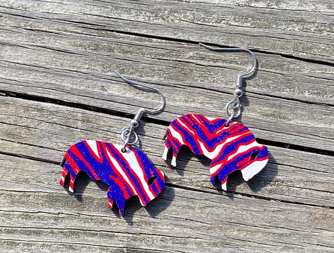 Buffalo Zubaz Wood Earrings - Lead and Nickel Free - Handmade | Etsy (US)
