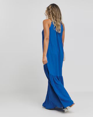 Blue Textured Jersey Maxi Dress | Simply Be | Simply Be (UK)
