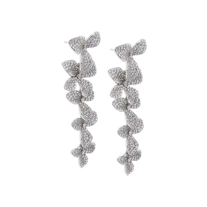 Pave Multi Flower Drop Stud Earring | Adina Eden