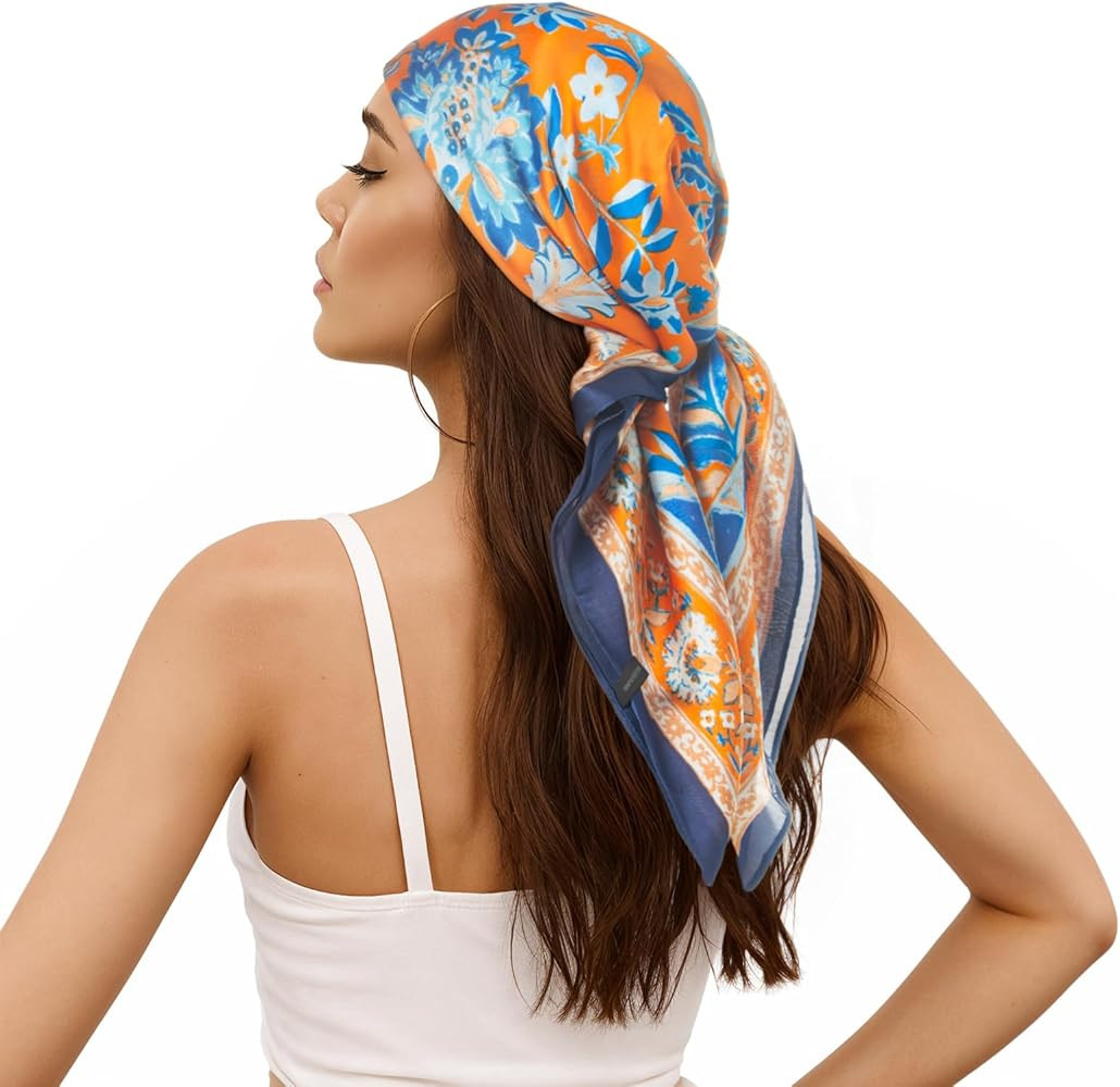 RIIQIICHY Women Head Hair Scarf Like Satin Silk Scarf Sleeping Hair Wrapping Night 27.5" | Amazon (US)