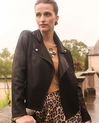 Stretch Faux Suede Moto Jacket | Chico's