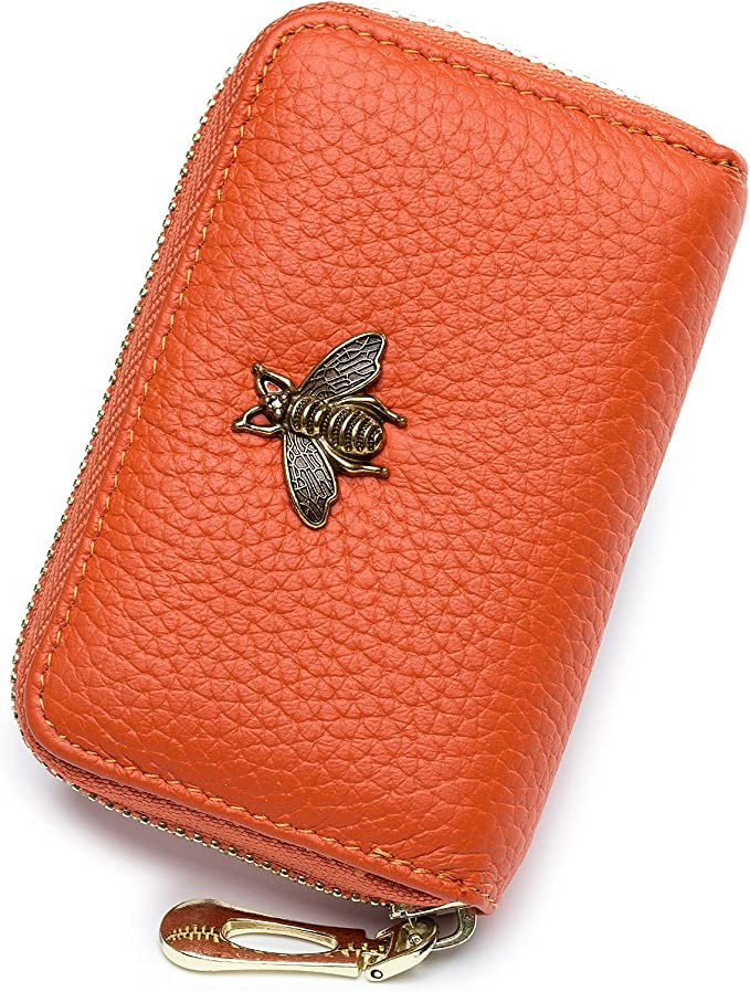 imeetu RFID Credit Card Holder, Small Leather Zipper Card Case Wallet for Women | Amazon (US)