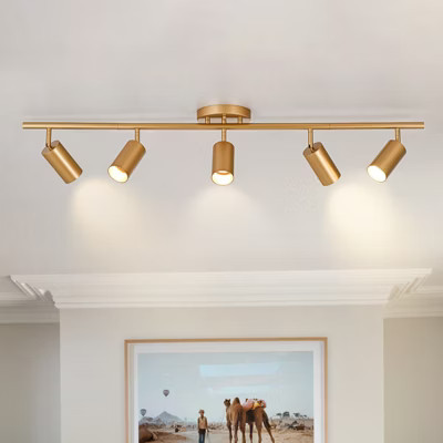 LLHZSY Modern 5-Head GU10 Ceiling Track Light Fixture Gold Linear Bullet Spot Light - 43 7/10" | Target