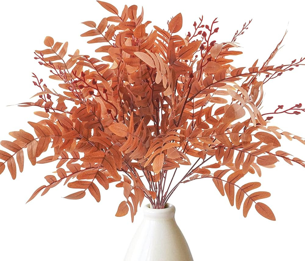 Amazon.com: Phliofd 3pcs Artificial Greenery Stems Fake Ferns Plants Outdoor 21.6in Fall Leaves S... | Amazon (US)