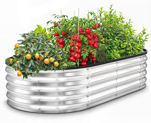 Utopia Home Galvanized Raised Garden Bed Kit 4x2x1ft, Planter Box Raised Garden Beds Outdoor, Easy Assembly Metal Raised Bed for Gardening Vegetables, Fruits, Flowers - Pack of 01 - Silver | Amazon (US)