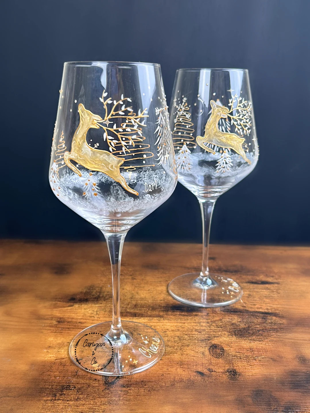Hand Painted Deer Wine Glass, Chic Stemmed Wine Glass Cup, Drinking Glass, Drinking Glasses Paint... | Etsy (US)