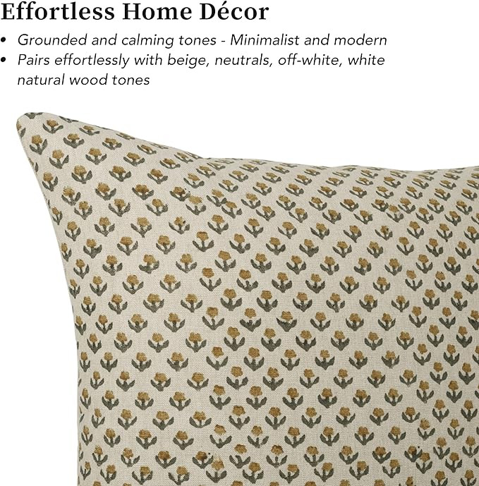 Handmade Block Print Cotton Cushion Cover with Zipper-100% Thick Cotton Pillowcase for Sofa, Couc... | Amazon (US)