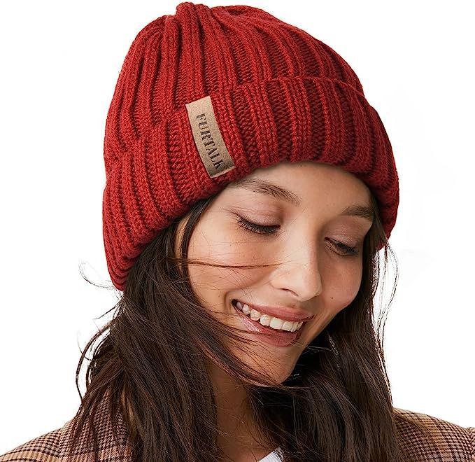FURTALK Winter Hats for Women Fleece Lined Beanie Cable Knit Chunky Beanies Womens Snow Cap | Amazon (US)