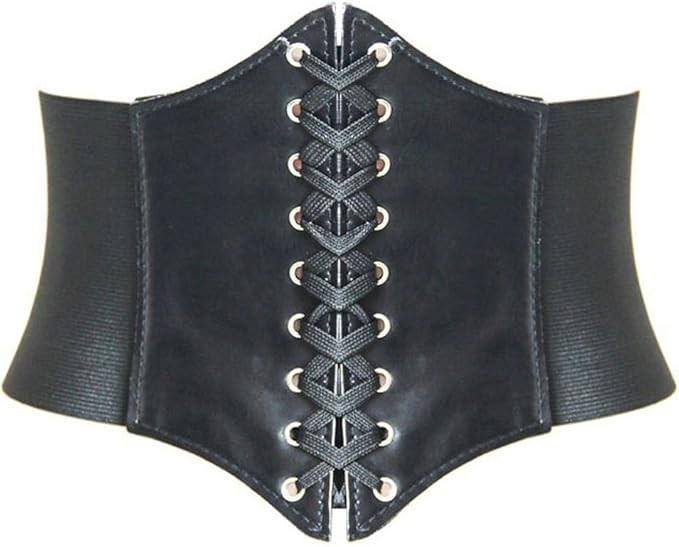 HANERDUN Lace-up Waspie Corset Belts for Women Elastic Waist Belt Tied Retro Wide Belt | Amazon (US)