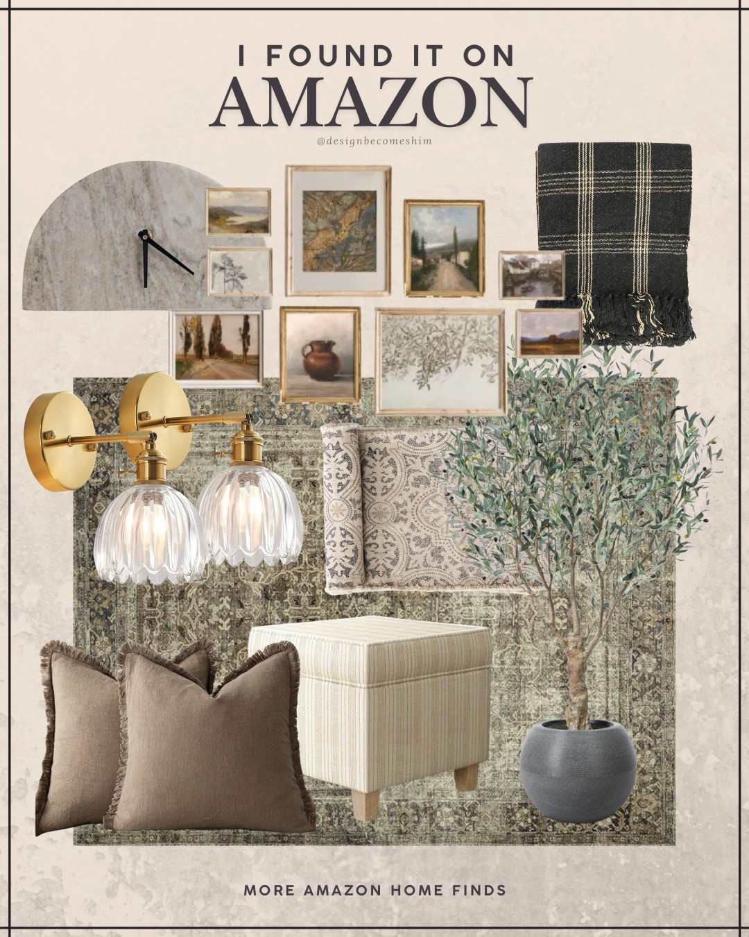 Shop more of my Amazon Home favourites!

Clock, throw blanket, pillow covers, olive tree, pendants, wall sconce, rug, artwork, gallery wall

#LTKHome #LTKFindsUnder50 #LTKSeasonal