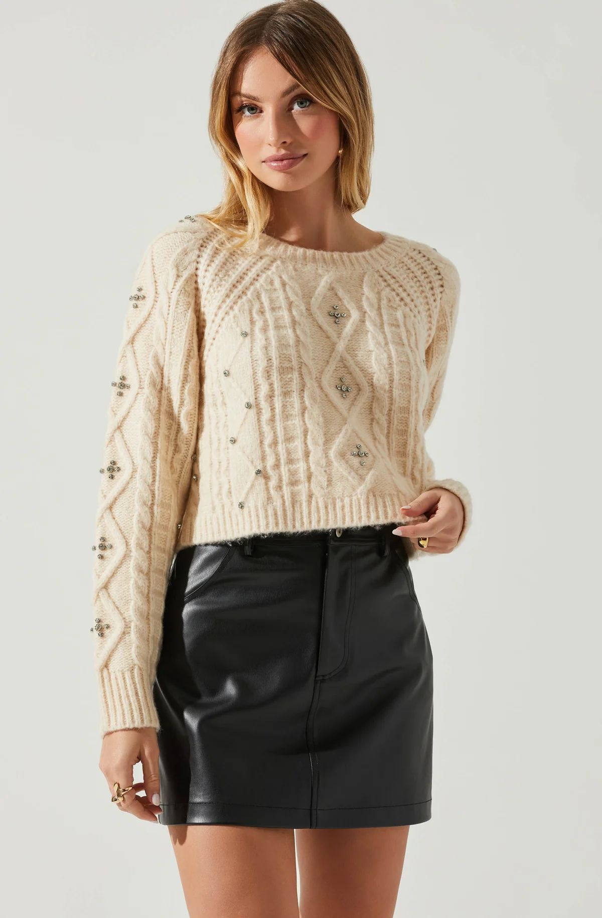 Madison Rhinestone Embellished Sweater | ASTR The Label (US)