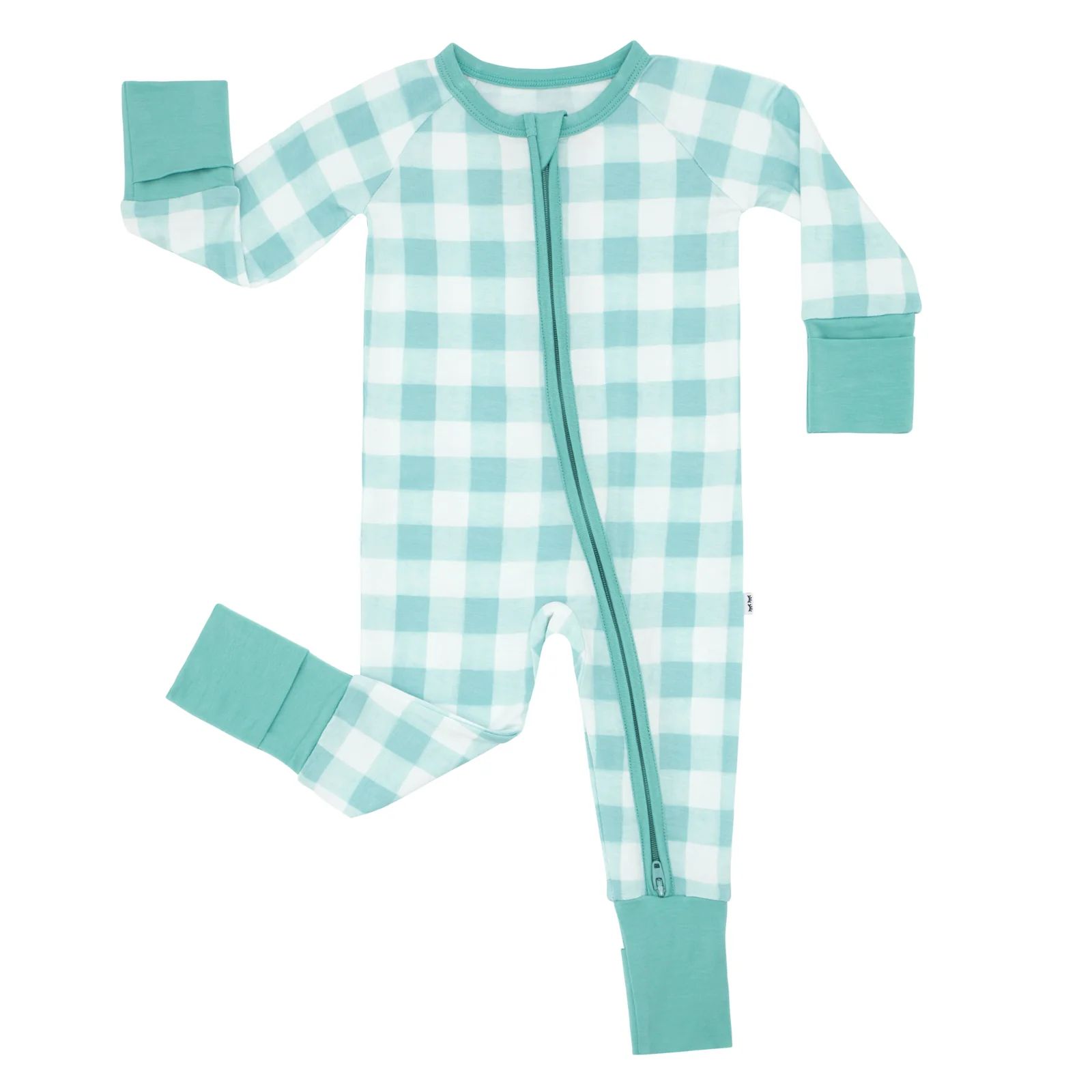 Aqua Gingham Two-Piece Pajama Set | Little Sleepies