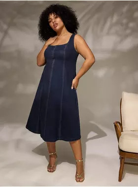 Belle Isle Denim Tea Length Dress | Torrid (US & Canada)