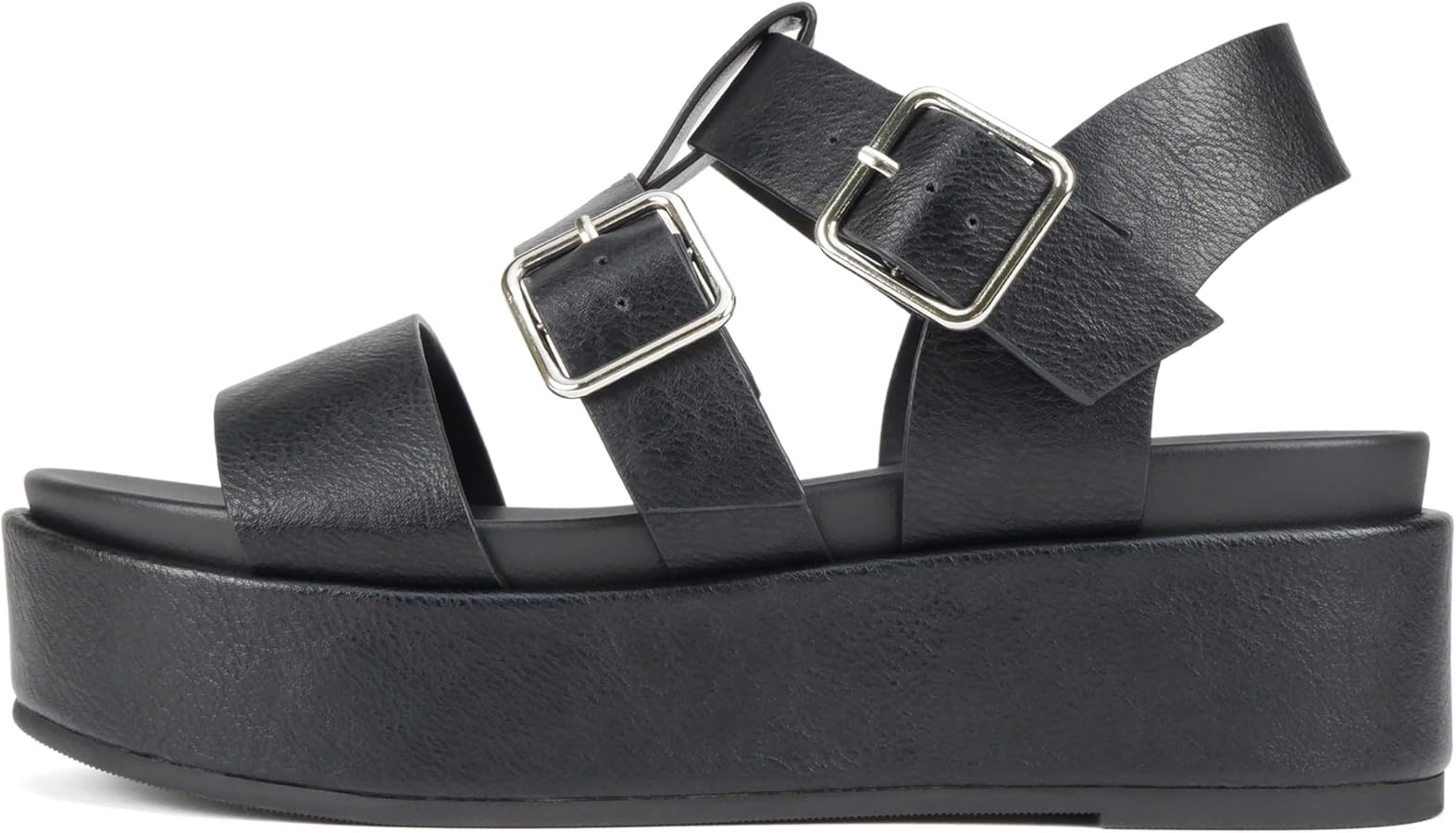 Soda “STELLAR” ~ Women Flatform Multi Strap Double Buckle Open Toe Ankle Strap Platform Wedge... | Amazon (US)