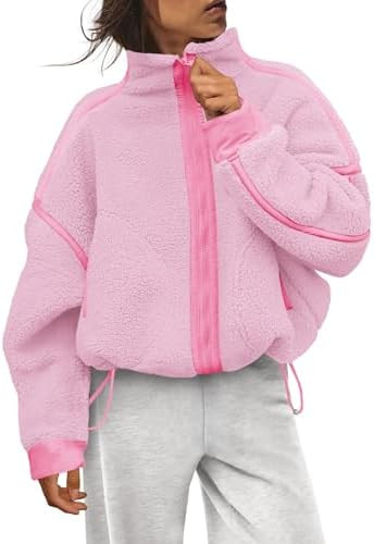 Nirovien Womens Oversized Fleece Jacket Zip Up Sherpa Jackets Warm Winter Coats with Pockets Fuzz... | Amazon (US)