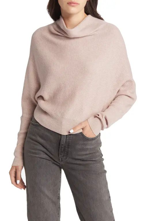 AllSaints Ridley Cowl Neck Wool & Cashmere Crop Sweater in Pashmina Pink at Nordstrom, Size Small | Nordstrom