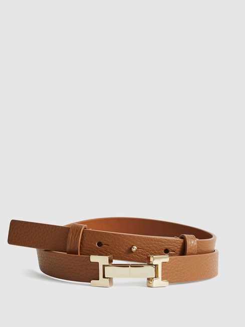 Leather Square Hinge Belt | Reiss UK