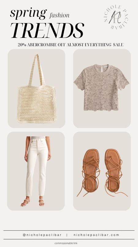 Abercrombie sale! These are my
Favorites from their spring sale! 20% off of most items! 

Crochet top. White jeans. Sandals. Beach bag. Crochet bag. Spring style. Preppy style. Mom outfits. Sale outfits. Fashion finds 

#LTKstyletip #LTKsalealert