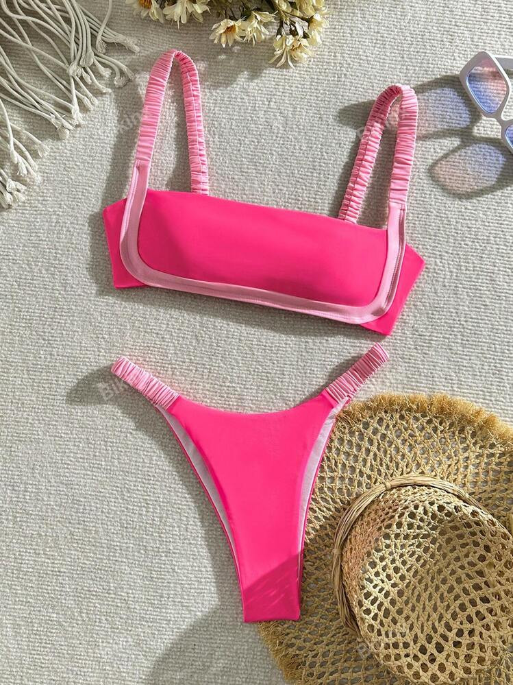 Bikinx Contrast Color Simple Women's Swimwear Set Summer | SHEIN