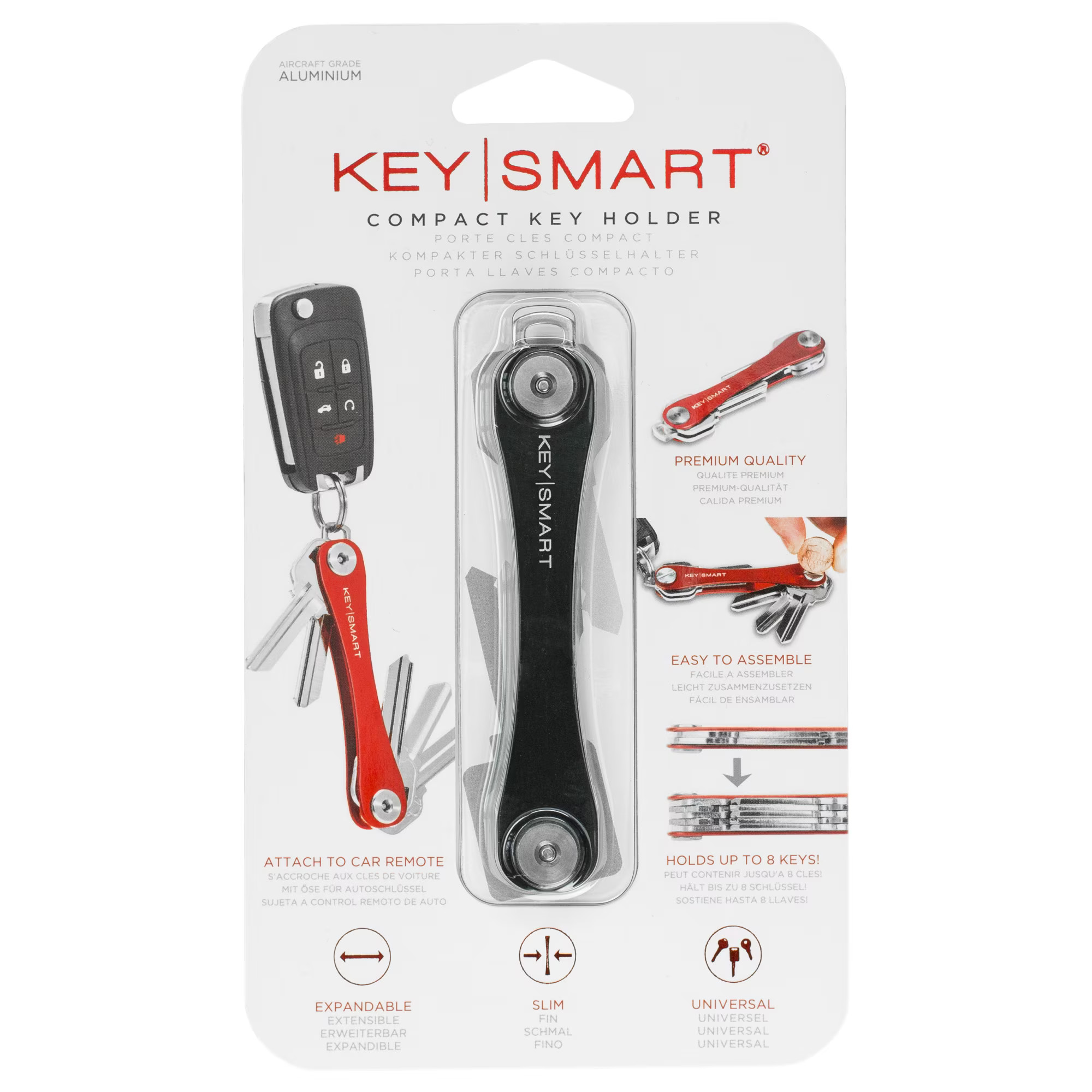 KeySmart Classic aluminum key organizer fanned open with keys