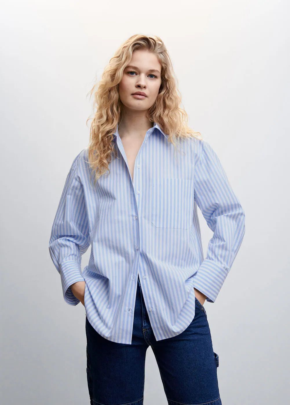 Oversize striped shirt | MANGO (UK)