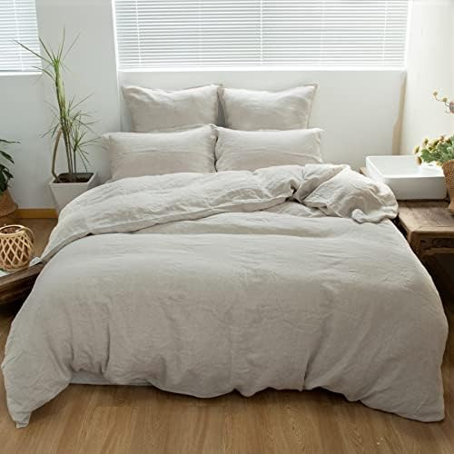Amazon.com: Simple&Opulence 100% Linen Duvet Cover Set 3pcs Basic Style Natural French Washed Fla... | Amazon (US)