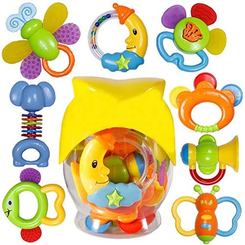 Babies Teethers Toys, 8pcs Babies Grab Shaker Teethers Toys Early Educational Toys Gifts Sets for... | Amazon (US)