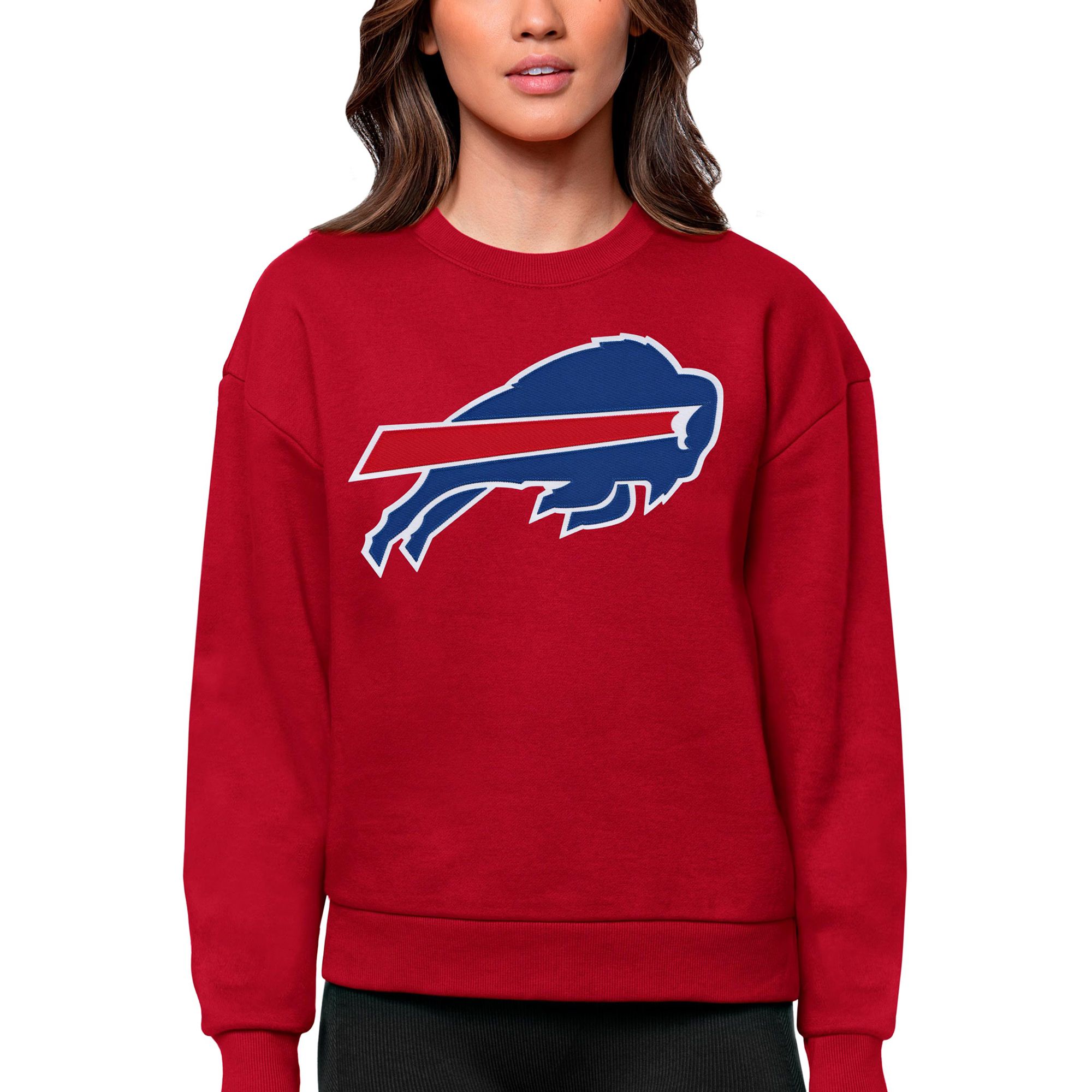 Women's Buffalo Bills Antigua Red Victory Logo Pullover Sweatshirt | NFL Shop