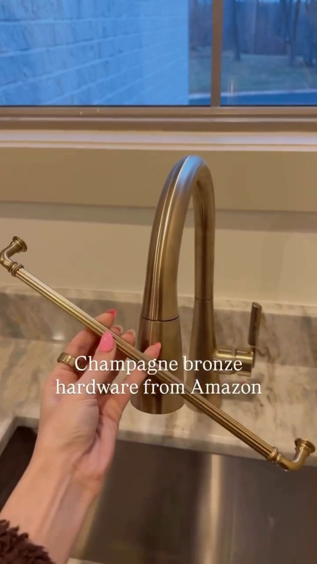 Need cabinet hardware that matches Delta Champagne Bronze? I got you 🤍 Found the perfect match on Amazon. 

Comment LINK below to receive a DM with the link to this post on my LTK ⬇ https://liketk.it/5SqkR #ltkvlog #ltkhome 

I also found polished gold options that match ZLINE appliances + Brizo faucets ✨

Follow @everydaymom.finds_ for daily toddler, home & fashion finds 🛍️

#cabinethardware #homedecor #amazonhome interior design | delta faucets | new build | laundry room | mudroom | kitchen | reeded cabinet hardware | cabinet pulls | cabinet knobs | gold knobs | gold pulls | brass | top knobs | emtek | Schlage | fantasy brown marble | modern organic home 