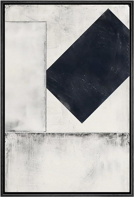 SIGNWIN Framed Canvas Print Wall Art Grunge Black Gray Geometric Squares Abstract Shape Illustrat... | Amazon (US)