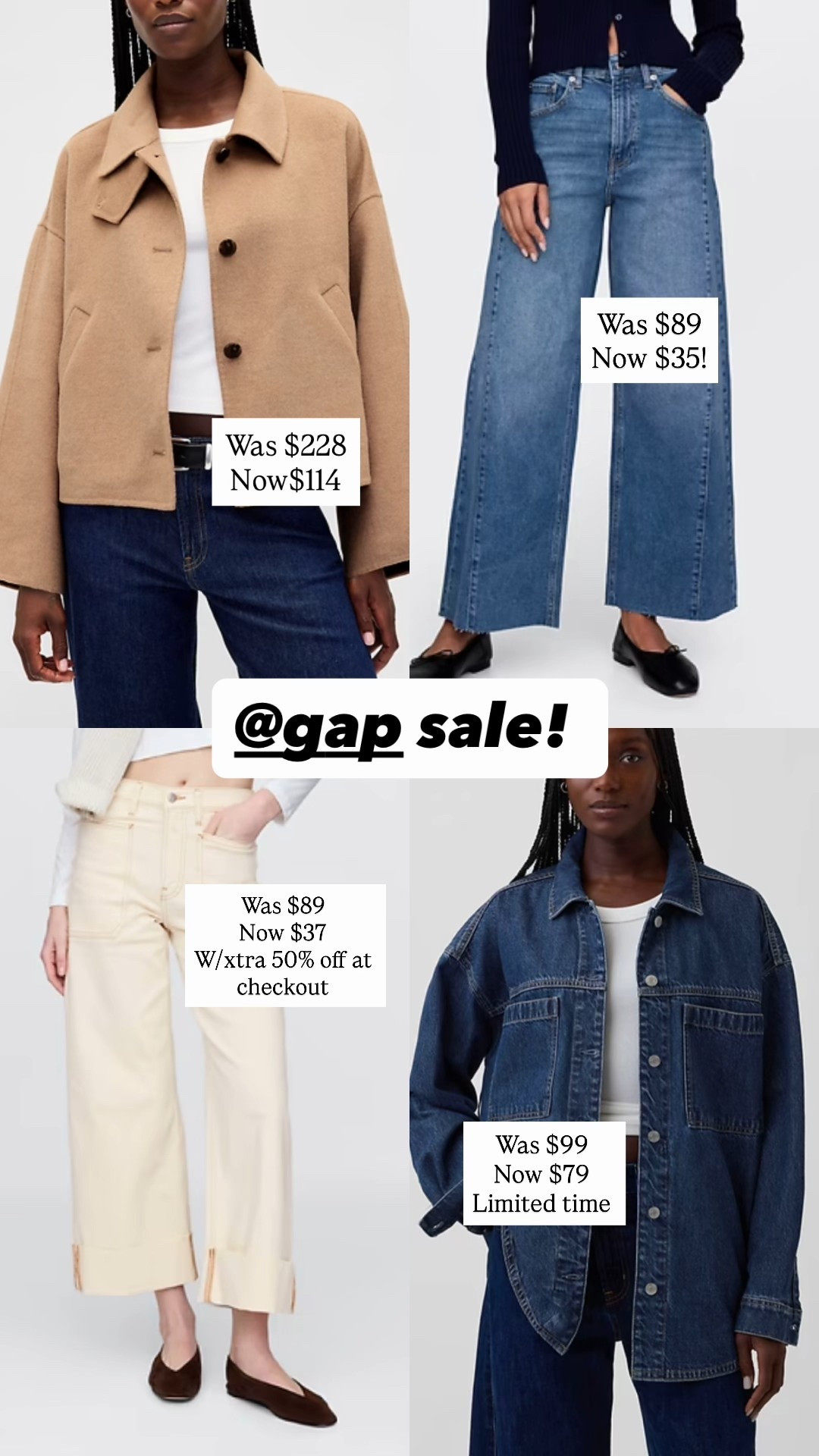 Sale at the Gap!! 

I am especially going to order these wide leg ankle jeans, they look very similar to the mother half pipe denim! 

#LTKOver40 #LTKFindsUnder100 #LTKSaleAlert