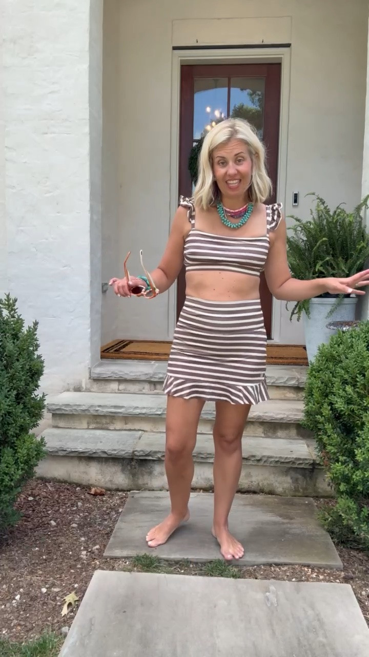 I think I just found my new favorite swim line. This suit is absolutely adorable! 
Top & Skirt - small
Bottoms - medium 
*Code: Catherine20 at Allie + Bess

#LTKdayinmylife #LTKSeasonal #LTKSwim