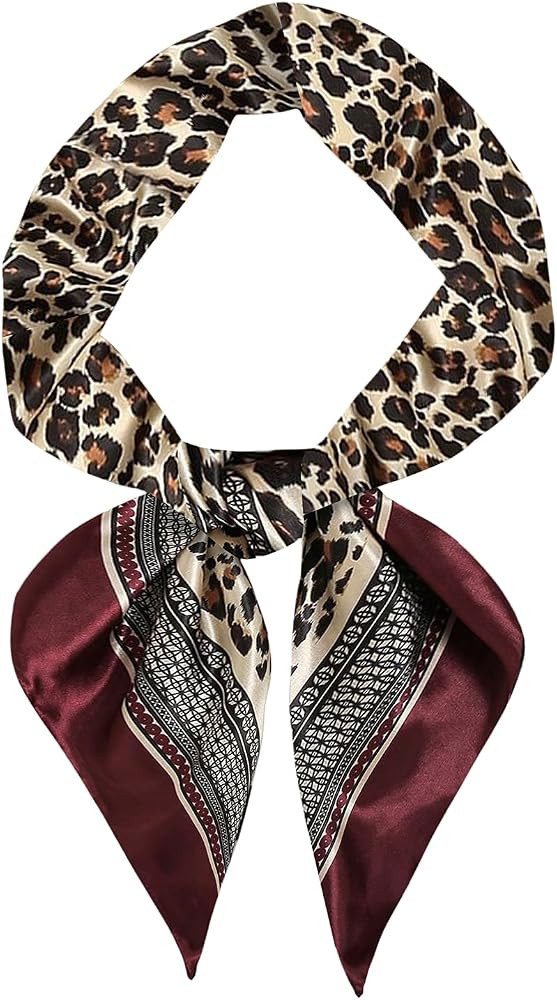 WDIRARA Women's Leopard Print Square Scarf Large Head Bandana Sleeping Hair Wraps Streetwear | Amazon (US)