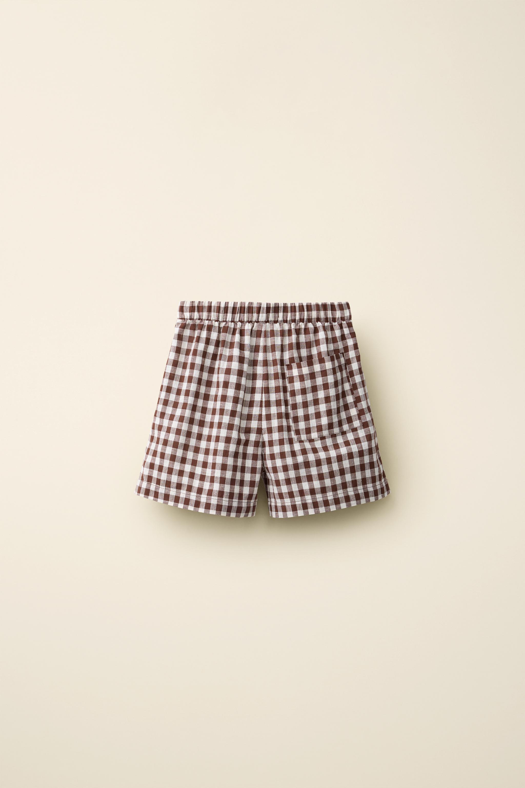 COTTON LINEN GINGHAM SHORTS CREATED BY CARAMEL LONDON X ZARA | Zara US