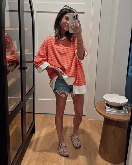 Wearing size small in this cute oversized top from Amazon! If between sizes, go up in these Levi shorts from Amazon. 

#LTKTravel #LTKFindsUnder50 #LTKStyleTip