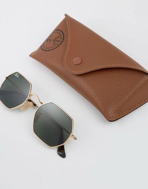 Ray-Ban Hexagonal Sunglasses in Classic Gold | ASOS UK