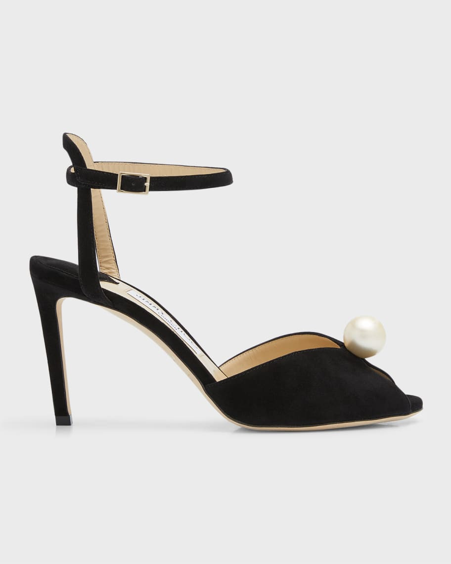 Sacora Suede Pearly Ankle-Strap Sandals | Neiman Marcus