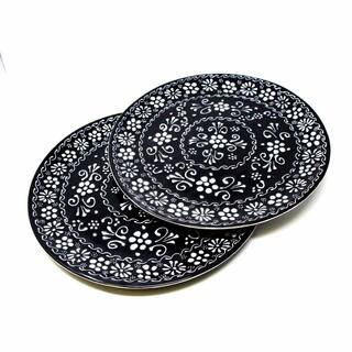 Global Crafts Mexican Ink Pottery Set of Large Dinner Plates MC110I-S2-GWH - The Home Depot | The Home Depot