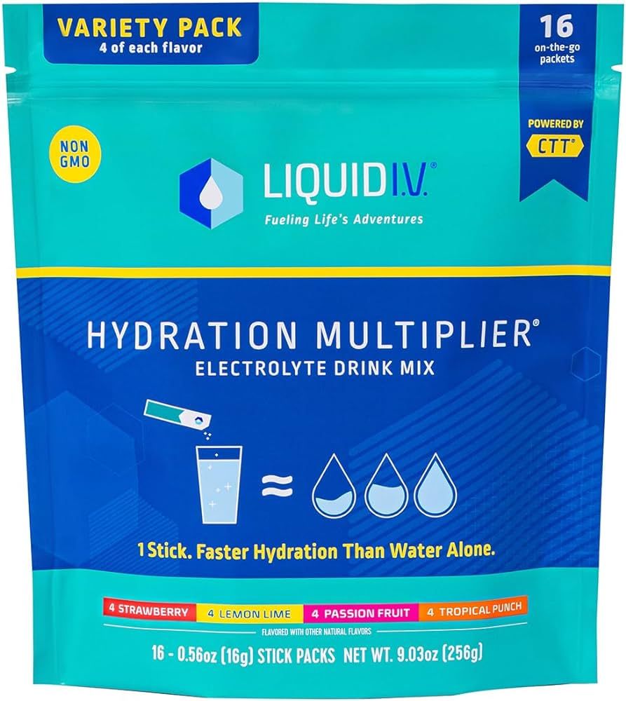 Liquid I.V. Hydration Multiplier Variety Pack – Lemon Lime, Passion Fruit, Strawberry, Tropical... | Amazon (US)
