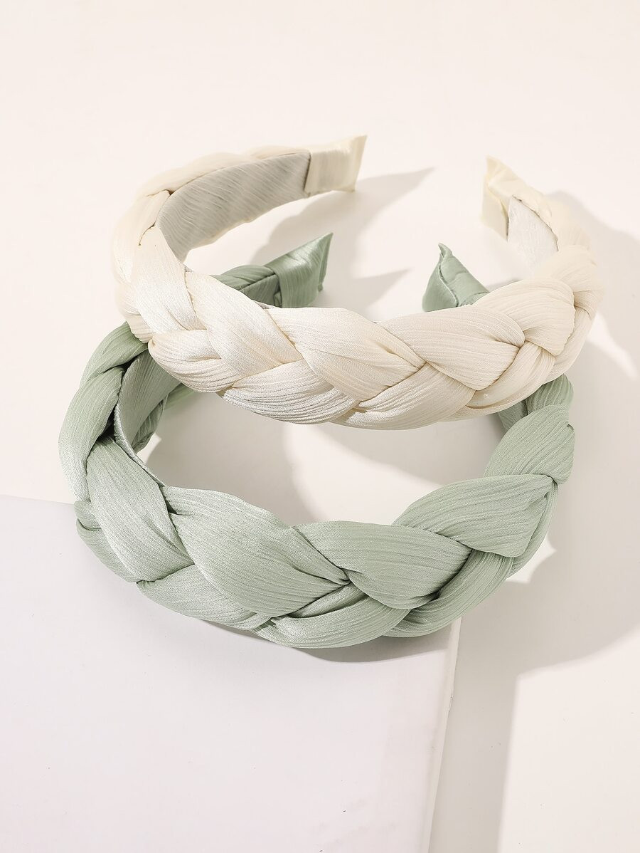 2pcs Braided Wide Headband | SHEIN