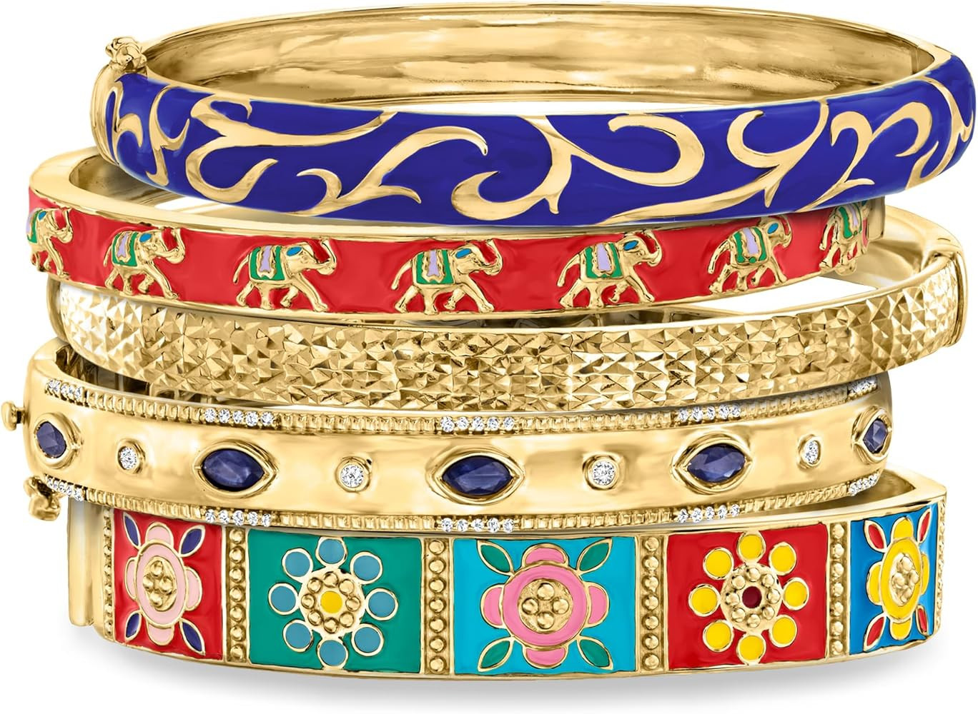 Ross-Simons "Adventure Stack Set Of 5 Bangle Bracelets in 18kt Gold Over Sterling | Amazon (US)