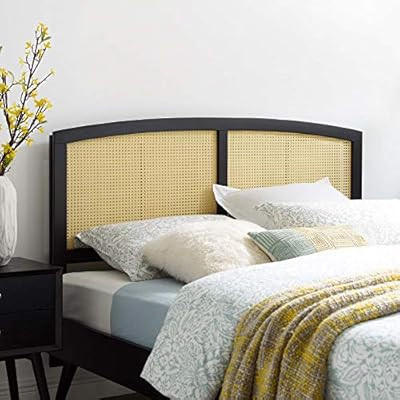 Modway Halcyon Cane Woven Rattan Queen Headboard in Black | Amazon (US)