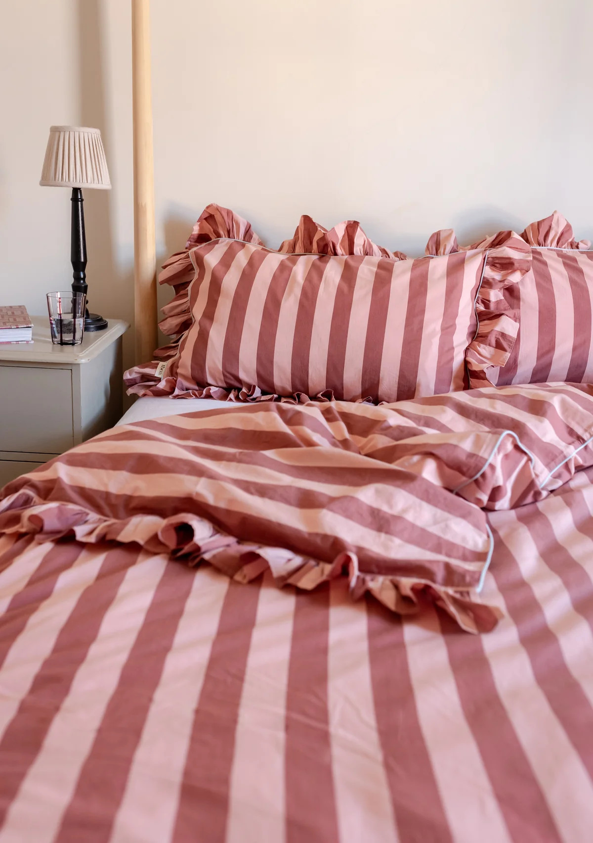 Cotton Duvet Cover in Pink & Red Stripe | The Tartan Blanket Co.
