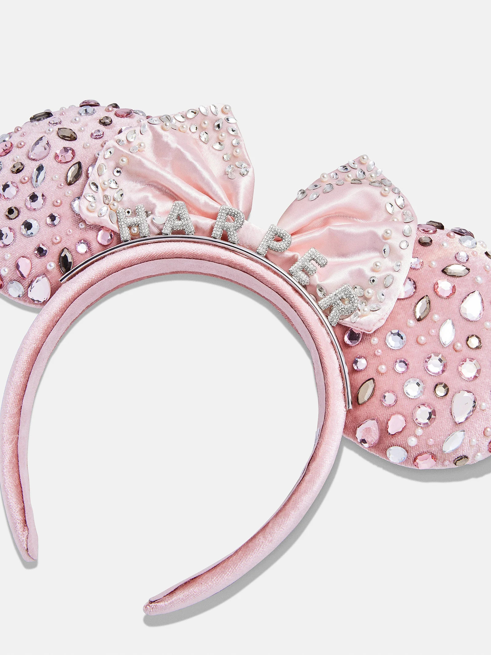 Disney Minnie Mouse Pink & Silver Crystal Pavé Custom Ears Headband - Pink & Silver Crystal Pav... | BaubleBar