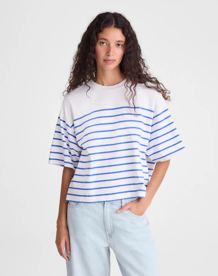 The Boxy Crop Tee in Allday Jersey | Madewell